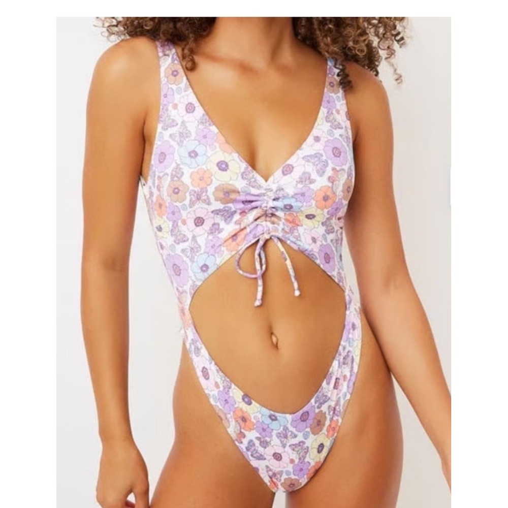 Frankies Bikinis Emma Cheeky High Leg One Piece Swimsuit Size Large